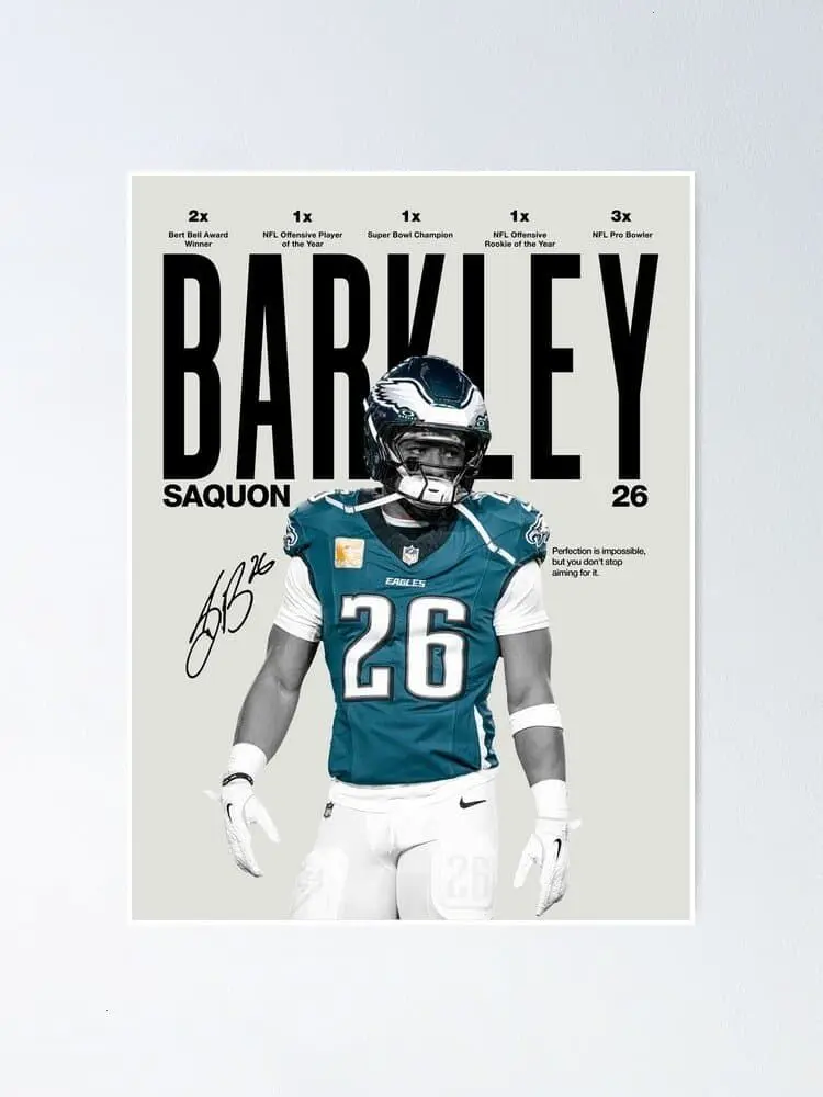 Saquon Barkley Poster, New York Giants, Sports Art Print Poster( Unframed - Print Only )
