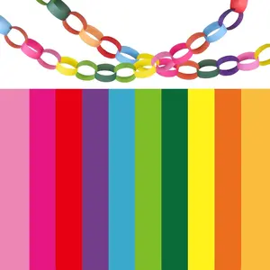 600Pcs Bright Color Paper Chains Paper Strips for Classroom Home Party Decoration Supplies