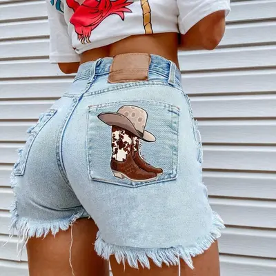 Jean Shorts Girls Wearing Cowboy Boots Jean Shorts With Cowboy