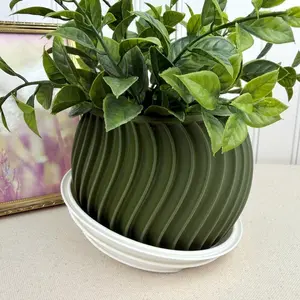 The Sonar Planter, Indoor Flower Pot, Tabletop Planter, Swirl Pattern, Opening Diameter: 3.625", 4.125" tall x 5.5" wide