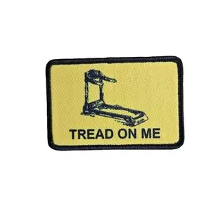 Tread on me treadmill Gadsden flag meme 2"x3" removable morale patch with hook and loop backing