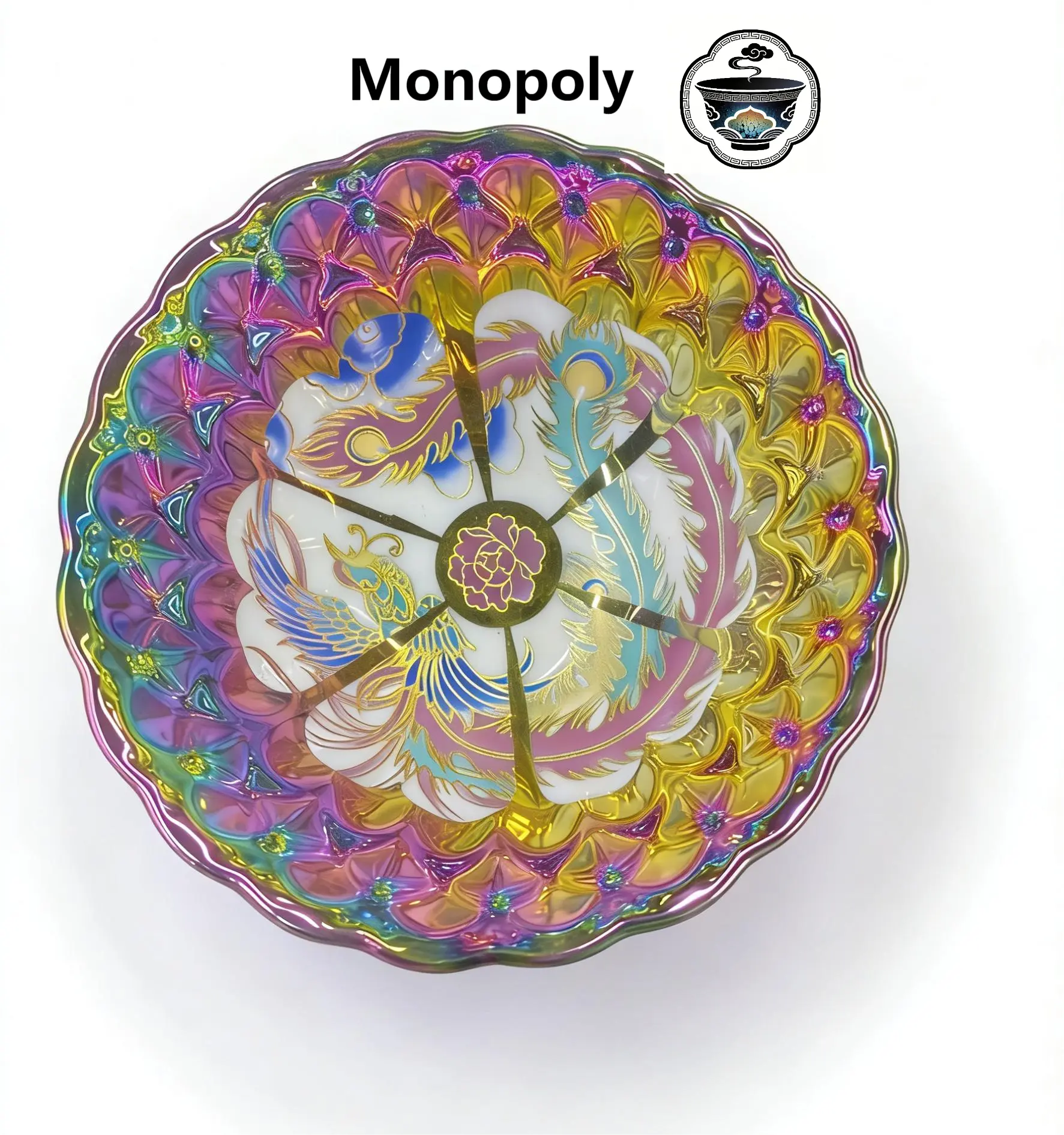 Mythical Phoenix Iridescent Jian Zhan - Exquisite Handcrafted Oriental Tea Vessel, Ideal for Corporate Gifting, Birthdays, Anniversaries, Features Phoenix Symbolism & Peony Motif, QCYG0008, Single Cup, Master Artisans, High-Iron Clay, Collector's Item