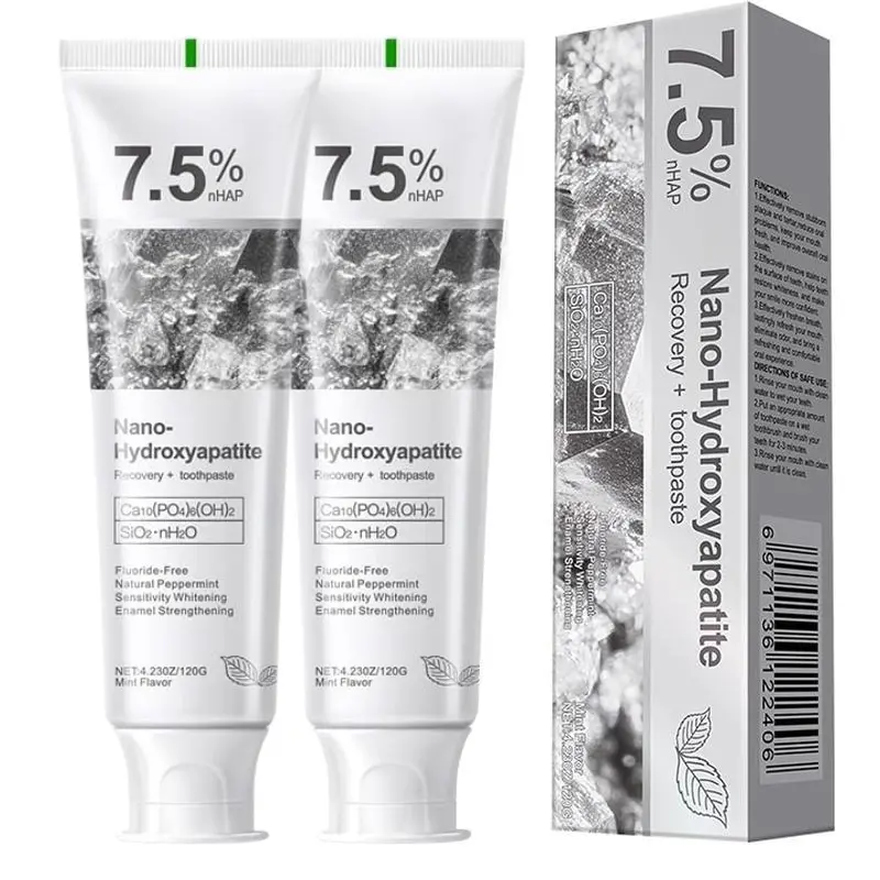 2PCS Nano Hydroxyapatite Toothpaste 7.5% – White Tooth Repair for Sensitive Teeth, Enamel Protection, Stain Reduction, 24H Fresh Breath, 120g