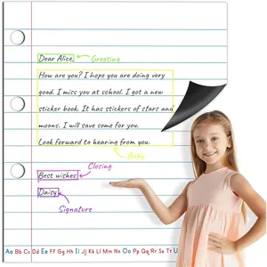 Notebook Paper, Erasable & Writable Handwriting Lined Paper Dry Erase Writing Strip Learning Tool for Classroom School, Whiteboard, Blackboard, Office Supplies (17" x 20")