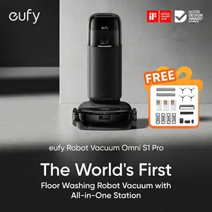 eufy S1 Pro Omni Robot Vacuum with All-in-One Station, Floor Washing Robot Vacuum and Mop, 8000 Pa Suction, Obstacle Avoidance, Auto Mop Washing & Drying, Self-Emptying｜Spingtok