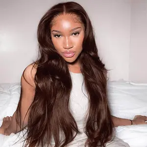 Celie Hair 6x5 Dark Brown Glueless Wig Body Wave & Straight Hair 180% Density Pre-cut HD Lace Human Hair Closure Wigs with Adjustable Strap Pre-plucked Pre-bleached Upgrade Wear Go Wig Beginnerfriendly