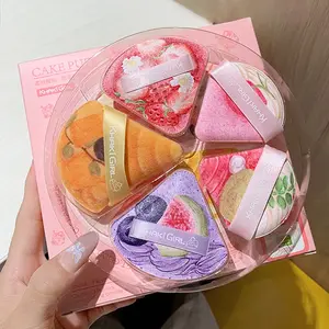 5-piece Khaki Girl Cake Set, cute and practical, dual-use for dry and wet, long-lasting makeup sponge, foundation cushion, not easy to absorb powder. Valentine's Day best-selling gift box, a hit gift for girlfriends and best friends, Makeup Puffs