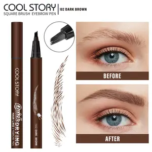 Dual-Action Quick Brow Pencil, Eyebrow Product: Multi-Tip Design for Defined, Natural Brow Shaping + Precise Hairline Filling, Waterproof & Smudge-Proof for Long-Lasting Wear. 3D Fluffy Technology for Instant Transformation, All-Day Brow Look