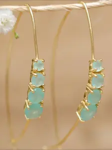 One Bohemian-style Synthetic Cubic Zirconia Golden Color Threader Hoop Earrings For Women, Dangle Earrings, Delicate Dainty Earrings Jewelry Perfect For Everyday Holidays And Occasions, Perfect Gift For Ladies And Girls, Hoop Shape Earrings