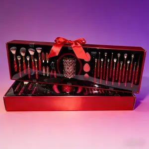 32-piece makeup brush set, comes with a decorative gift box, stylish and high-end accessories, including boxed tweezers, concealer brush, eyebrow pencil, and eyebrow tint