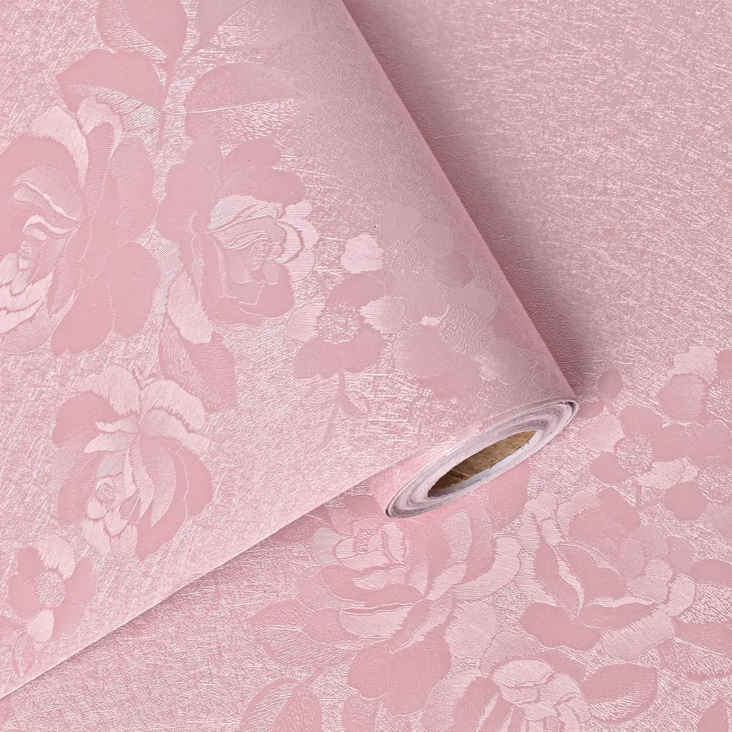 Pink Wallpaper Silk Embossed Floral Pink Contact Paper Peel and Stick 118inL 17.7inW Self Adhesive Wallpaper Bedroom Kids Room Decor