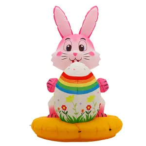 80 Inch Giant Easter Inflatable Bunny Holding Rainbow Eggs, Glowing Yard Decoration, Outdoor Holiday Must-Have, Trendy Design