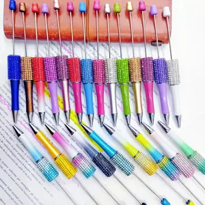 80pcs（pen+refill） Diamond Beadable Pens, Bling Rhinestone Beaded Pens Rainbow Bead Pen Assorted Crystal Shaft colored Ink Ballpoint Pens for DIY Pens Making Supplies Wedding Birthday Gift Office School