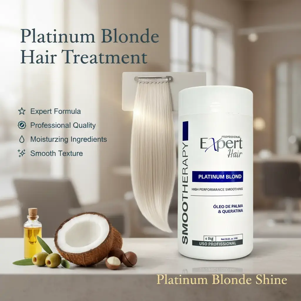Expert Hair Platinum Blond Botox Smoothing Treatment 1kg/35.2oz | Professional Hair Realignment Mask | Palm Oil & Keratin | Anti-Yellowing, Frizz Control, Soft & Shiny Blonde Hair
