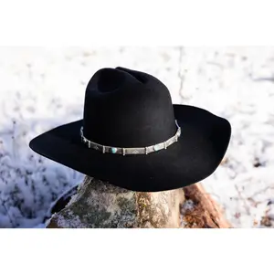 Thunderbird Stamped Sterling Silver Hat Band, Hinged With 7 Stones