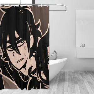 An Andy and Lily shower curtain with hooks - machine washable polyester material, elegant bathroom partition, durable, decoration, artistic animal anime design home decor D