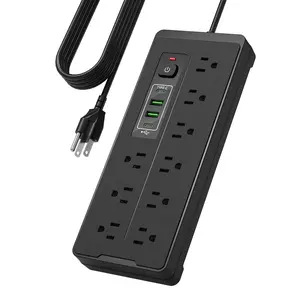 13-in-1 Power Strip, Minimalist Modern Design, 9 AC Outlets & 4 USB Fast Charging Ports, for Home Office Dorm Desk