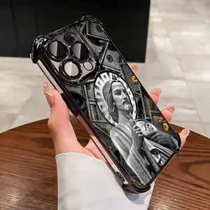 Handheld Casing for Smartphone & Cellphone, Creative Jesus Design Phone Accessories, Full-Body Shockproof Soft Silicone Cover for iPhone 17 Pro Max 16 Plus 15 14 13 12