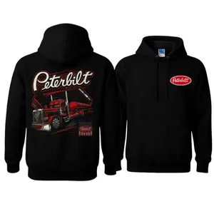 Peterbilt Red Trucker Hoodie, Classic Semi-Tanker Graphic