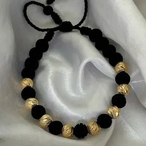 Handwoven Cord Bracelets with 18K Gold Beads - Colorful Options Available