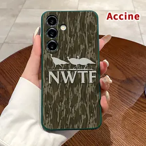 Straight Edge Phone Case Compatible with Samsung Galaxy S26 S23 Ultra S24 Plus S25 S22 Edge Turkey emblem on camo Pattern Full Body Protection Shockproof Soft Silicone Cover