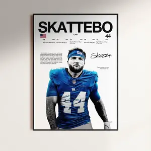 Cam Skattebo Poster, NFL Wall Print, Football Digital , NFL Poster Print, Sports Decor, New York Giants Poster, Football NFL Gift, Poster Gift - Unframed