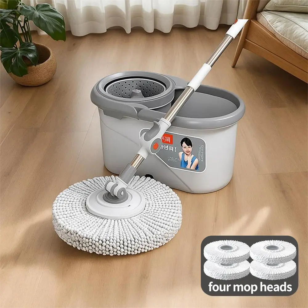 Four mop heads+a mop set