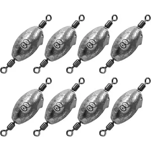 Fishing Weights Inline Trolling Fishing Sinker Tackle with Inner Swivels, Oval Drop Fishing Weight Sinkers