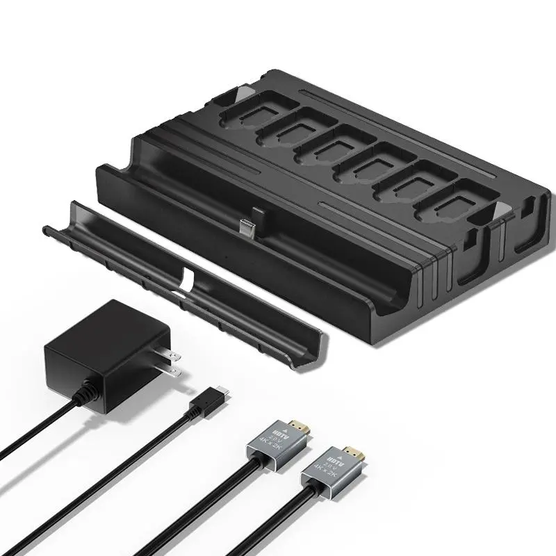 RUNTOGOL Switch Dock Console Accessories for Gamers - TV Docking Station with Joy-Con Charging Stand, 6 Game Card/6 TF Card Storage, 4K HD Adapter Output, 15V/2.6A USB-C Charger & Cable Included