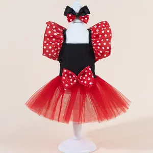 Cute Fashion Print Pet Dress with Bow, Plaid Pet Costume, Elastic Mesh Princess Dress, Puppy Cat, Complete Set
