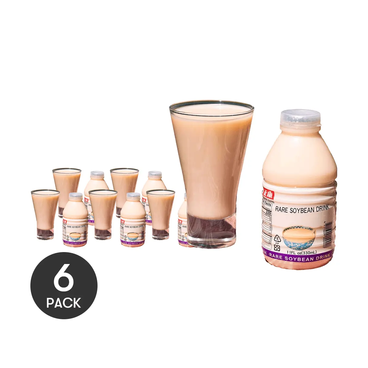 6 Pack ZHENGKANG Pure Soy Milk 11.2 fl oz - Taiwanese Plant-Based Drink, 0 Cholesterol, Breakfast Staple