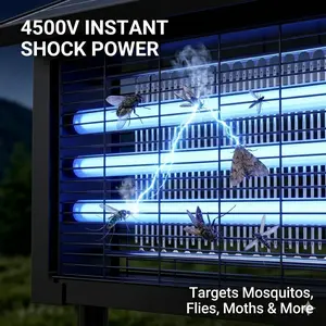 Solar Powered Bug Zapper Outdoor, 4500V High Voltage Electric Mosquito Killer, Wireless Portable Insect Trap with Light Sensor, Fly & Moth Killer for Backyard, Patio, Garden & Camping