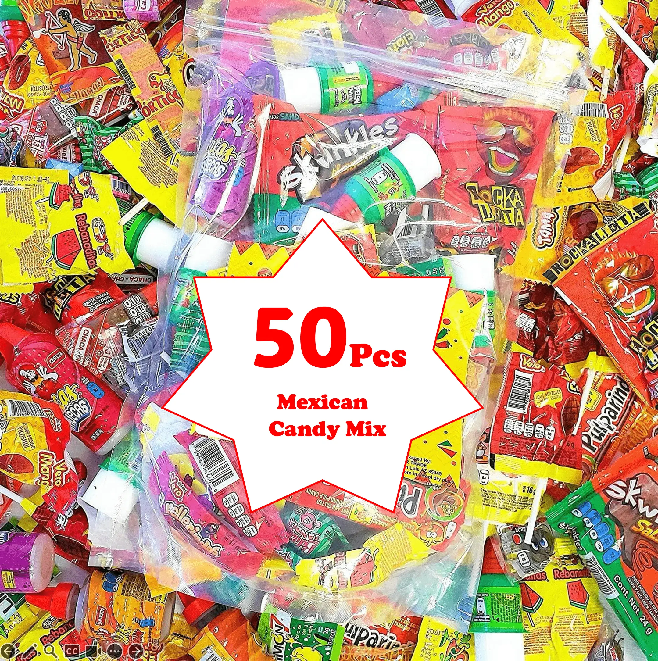 50 Pcs Mexican Candy Mix Assortment Variety Pack Individually Wrapped For Party Halloween Chritsmas Chocolate Sweet Spicy Candy Snack Bonbon