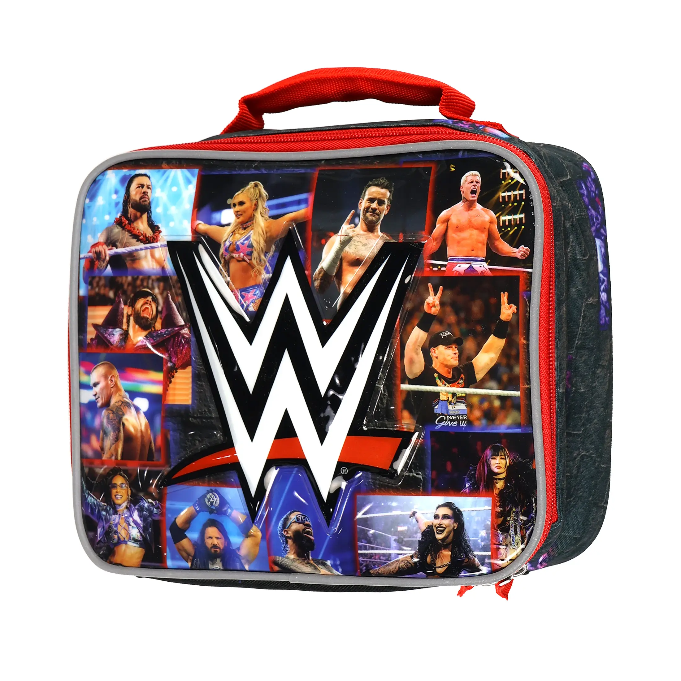 WWE Bright Lights Lunch Box Soft-Sided Insulated Tote Bag with Zip Closure 9"