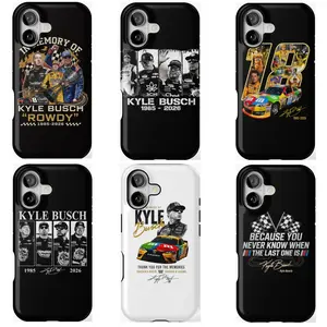 In Memory of Kyle Busch iPhone Case, RIP Kyle Busch Memorial Racing Phone Cover, Rowdy 18 Tribute Gift for Fans