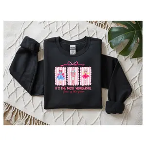 Nutcracker Ballet Ornament Sweatshirt, Christmas Holiday Jumper, Festive Xmas Pullover, Winter Ballet Illustration Shirt, Most Wonderful Cotton Crewneck