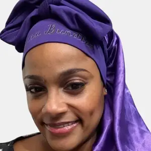 Satin Butta Long Bonnets 24 Unisex Purple Head Wrap Fashion Accessory