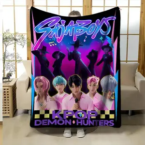Soft Warm Comfortable Blanket Sajaboys Kpop Demon Hunter Team, Multi-Purpose Throw for Sofa Bed Office Camping Travel Gift Idea