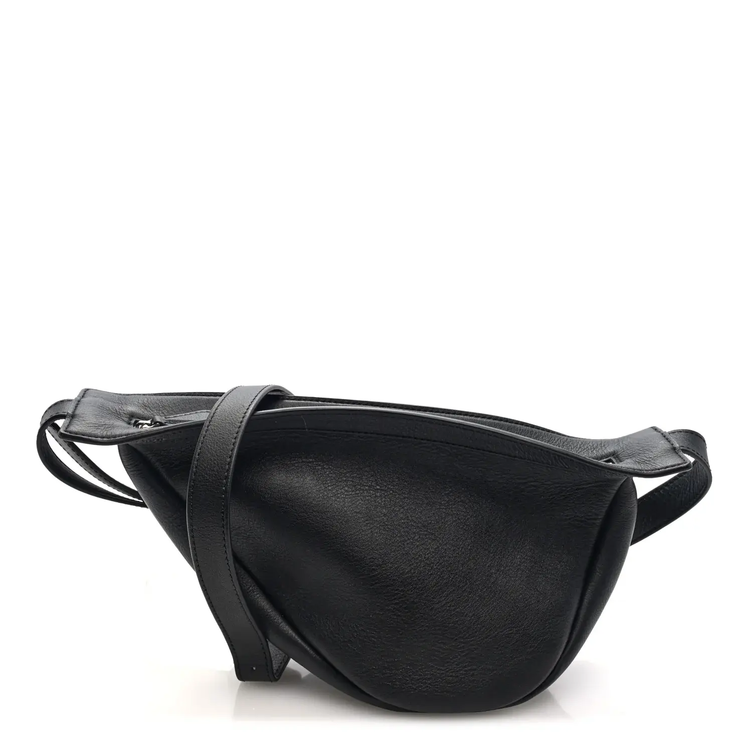 Pre-owned THE ROW Calfskin Shoulder Bags Grained Small Slouchy Banana Bag Black