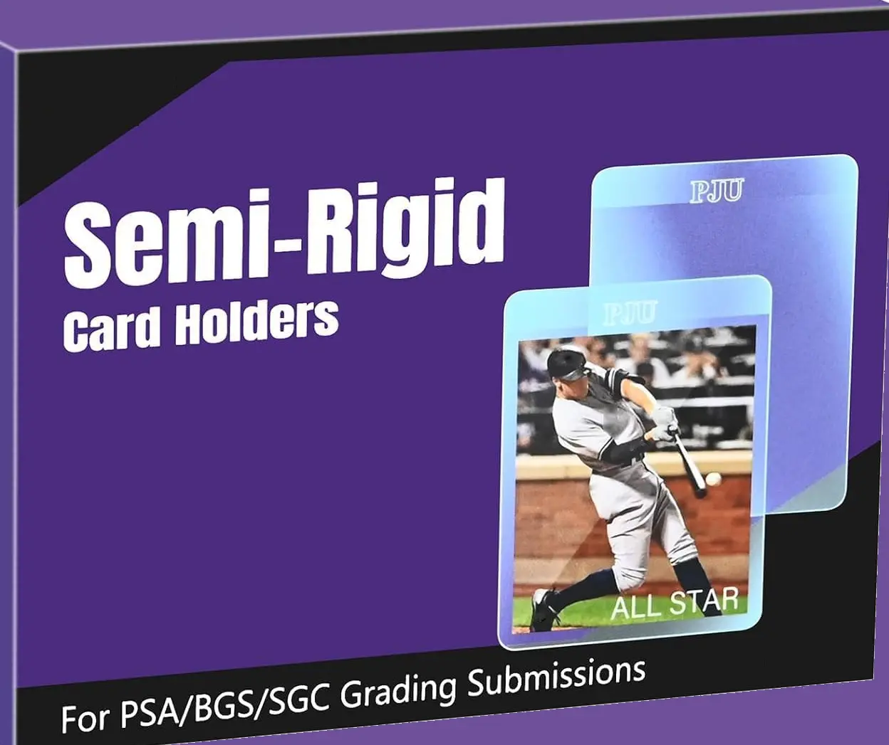 PJU Semi-Rigid Baseball Card Sleeves - Protective Clear Plastic Sleeves - Ideal for sending your cards in for grading