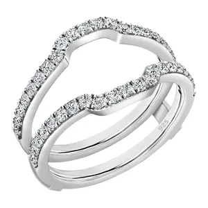 Dazzlingrock Collection Cubic Zirconia Wedding Band Enhancer Guard Ring for Women (0.50 ctw, Color White, Clarity Clean) in 925 Sterling Silver Size 7.5