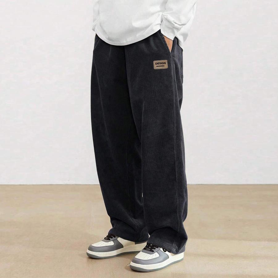 Men’s corduroy casual pants, loose straight fit, versatile for spring, summer, and autumn