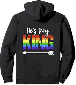 He's My King Matching Gay Couple Outfit For Him Boyfriend Pullover Hoodie - Alexanderdu Shop 60B08Y8S9P68