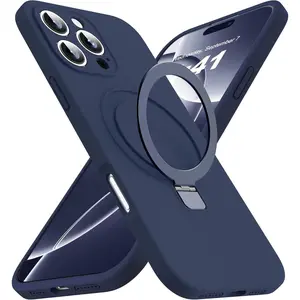 Entronix Silicone Magnetic Case for iPhone 17/16/15 Air/Plus/Pro Max - Built-in Kickstand, Shockproof Accessories Cover Protective