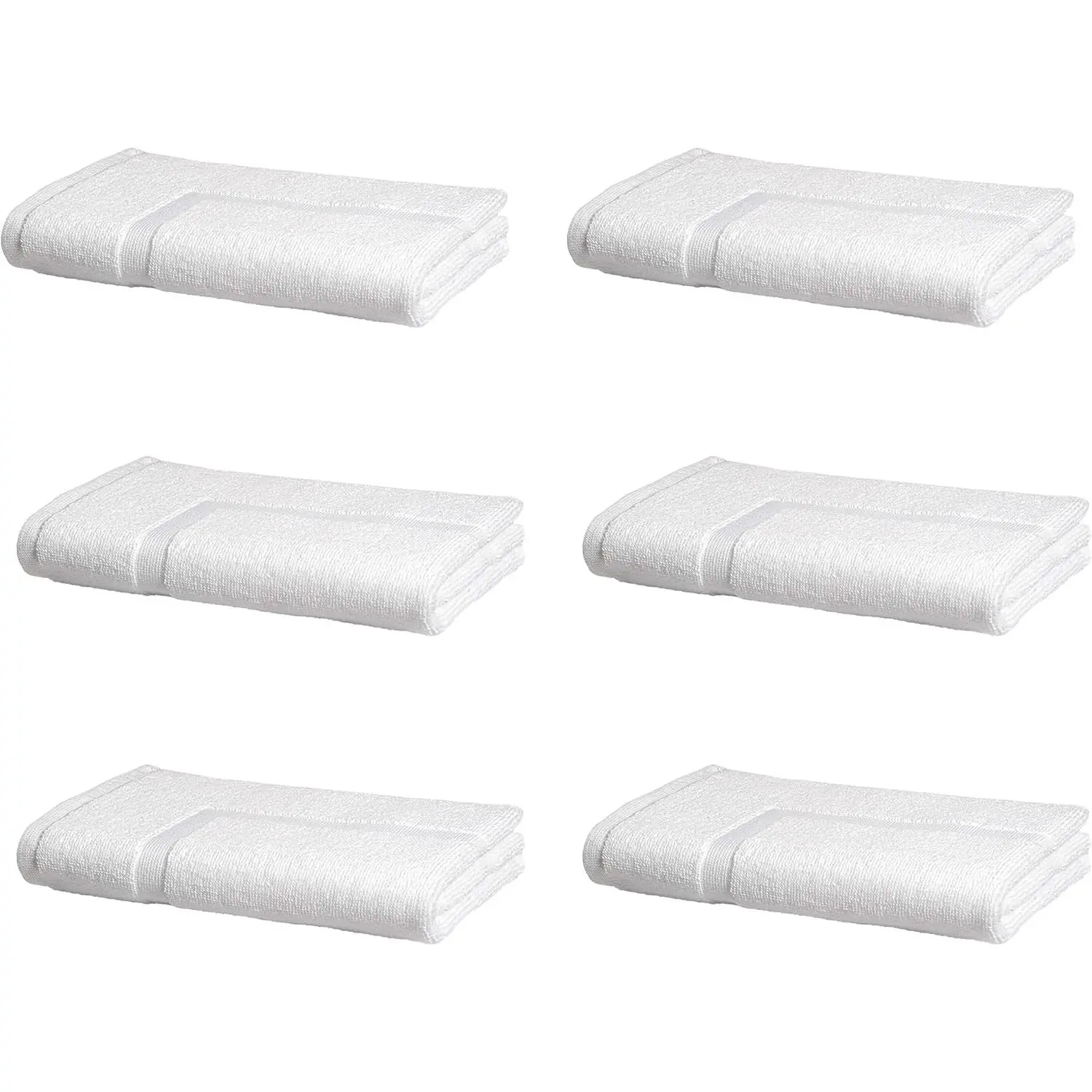 Basics Premium 100% Cotton, Absorbent Soft Bath Mat, Machine Washable, 684 GSM, White, 30" x 20" Hotel Spa Shower/Bathtub Mats, Pack of 6, Water Absorbing Foot Towels