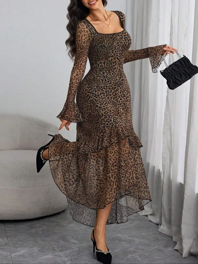 leopard midi dress - TikTok Shop