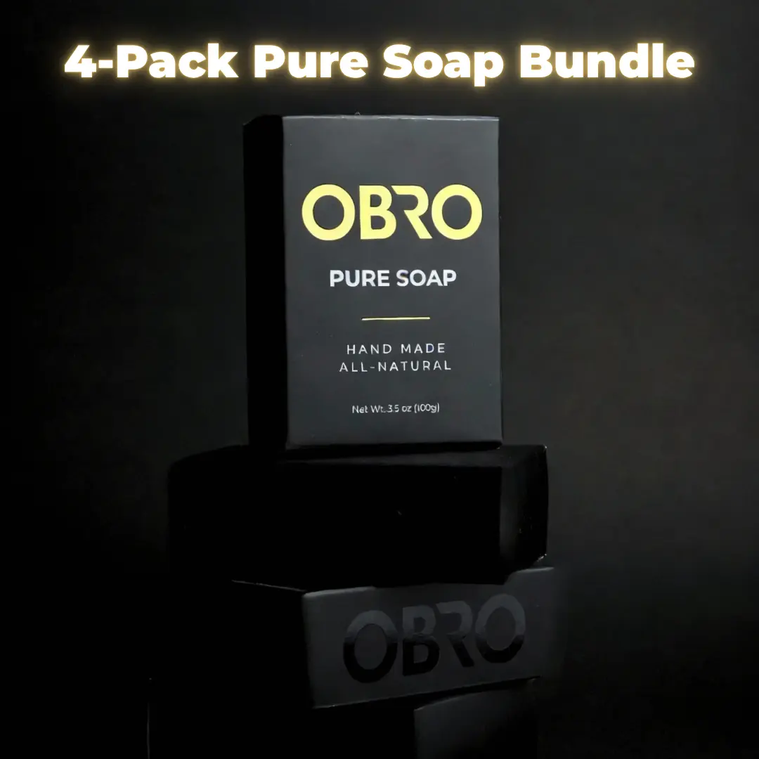 OBRO Pure Soap 4-PACK - Handmade All-Natural Men's Bar Soap with Pure Essential Oils & No Hormone-Disrupting Fragrances 3.5 oz Body Care Daily