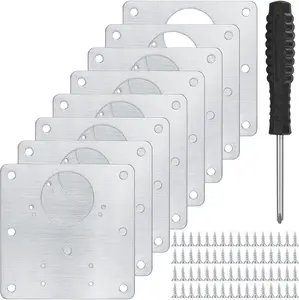 8 count Cabinet Hinge Repair Kit, Stainless Steel Fixing Bracket Plate With Screws/ for Kitchen Cupboard Door Furniture