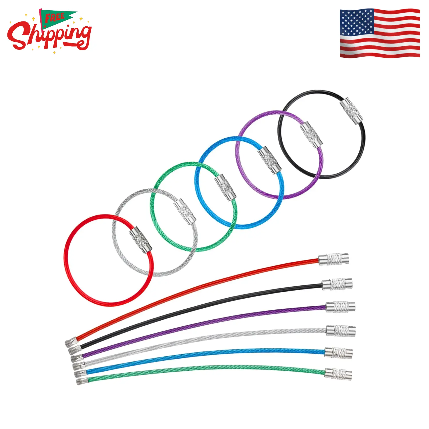 4 Inch Wire Keychain Cable Heavy Duty Stainless Steel Key Ring