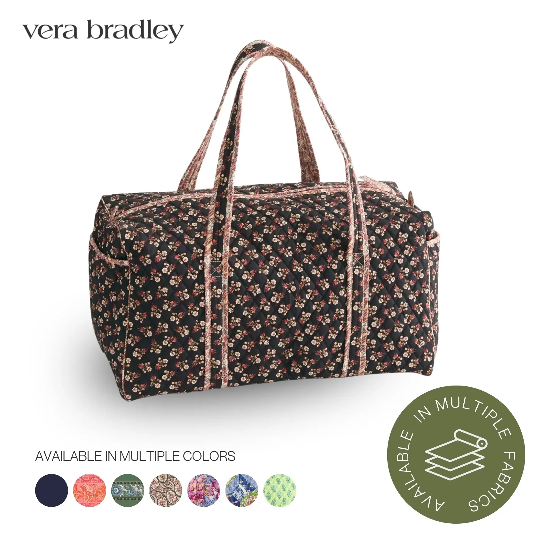Vera Bradley Large Original Duffel | Travel & Weekender Bag in Premium Cotton, Featherweight & Performance Twill | Multiple Colors & Prints